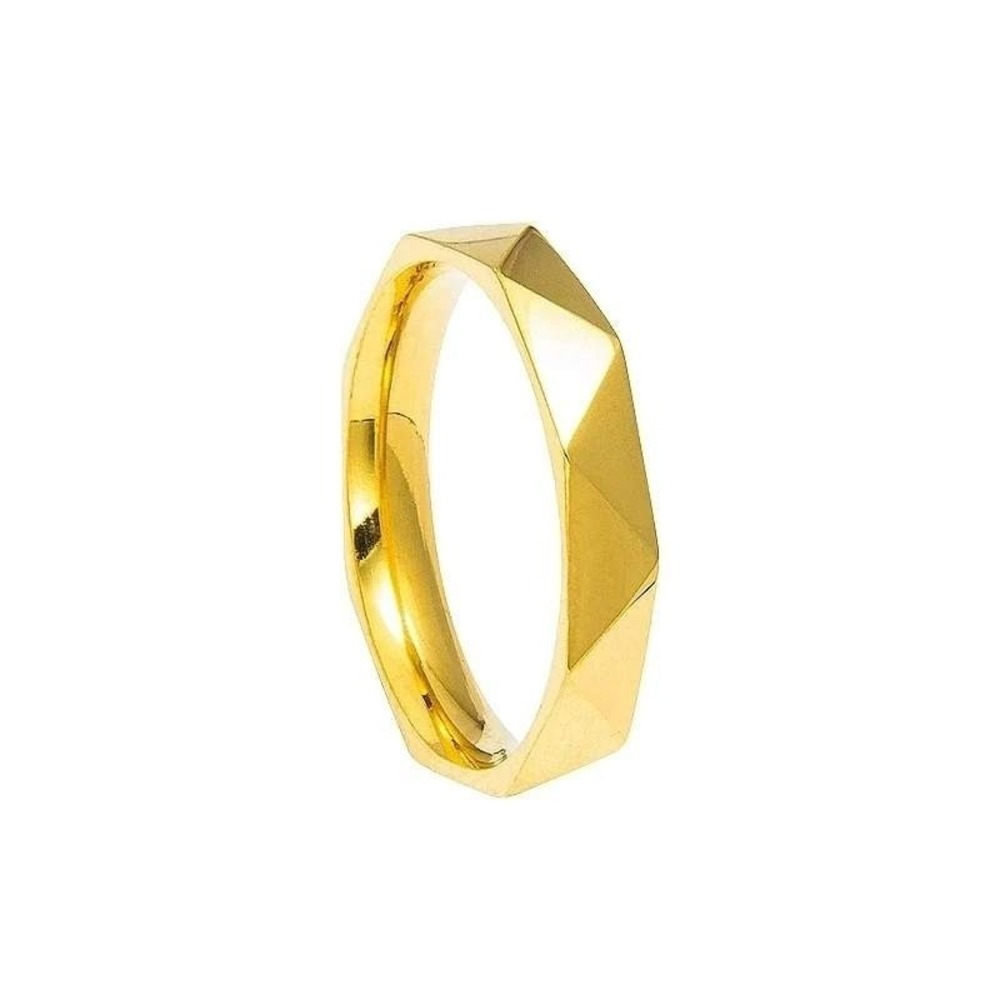 Geometric Gold Plated 304 Stainless Steel Ring Band Modern Minimalist Size 6‎